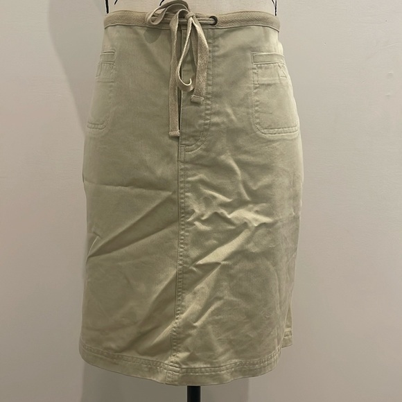 J. Jill Khaki Drawstring Front Pocket Tencel Lyocell Blend Skirt - Picture 2 of 8